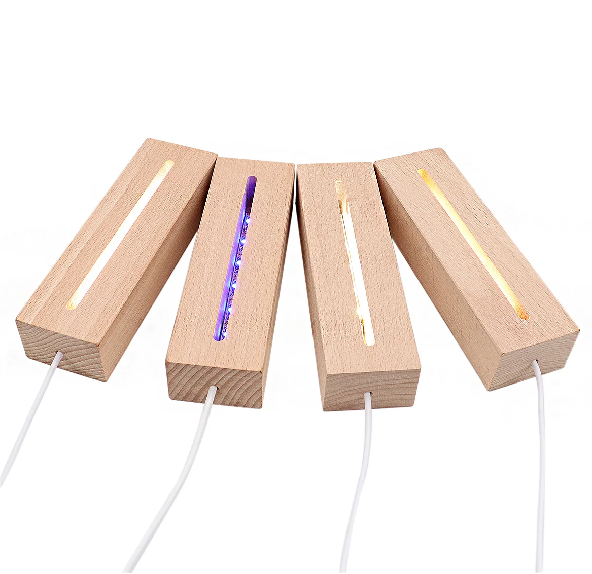 5.9 Inch Wood lamp base Wooden Rectangle 3D Night Light Illusion Base wooden lamp base