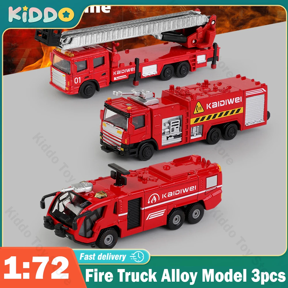 Kaidiwei Alloy Engineering Vehicle Diecast Toys Model Fire Truck Alloy Water Gun Educational Children Gift Rescue Car Ladder