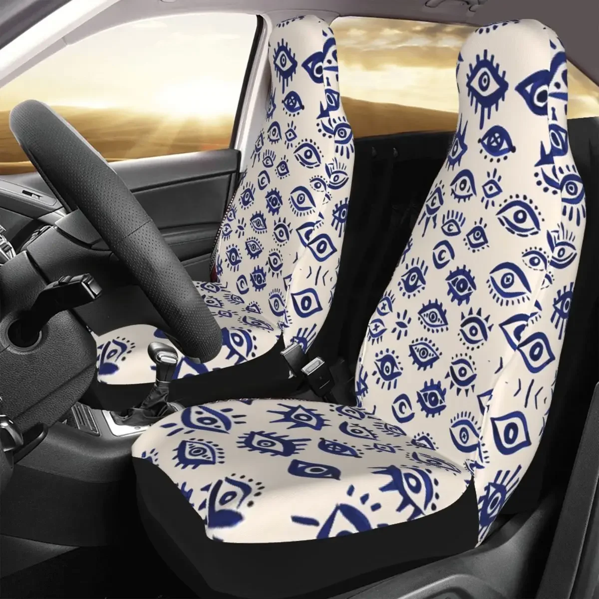 Mystic Eyes Car Seat Cover Custom Printing Universal Front Protector Accessories Cushion Set