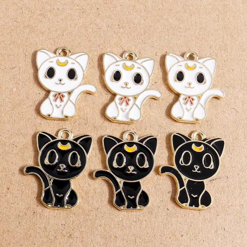 10 stücke Emaille Cartoon Tier Katze Charms Anhänger für Schmuck Herstellung Halskette Ohrringe DIY Armband Zubehör liefert – Detail 4