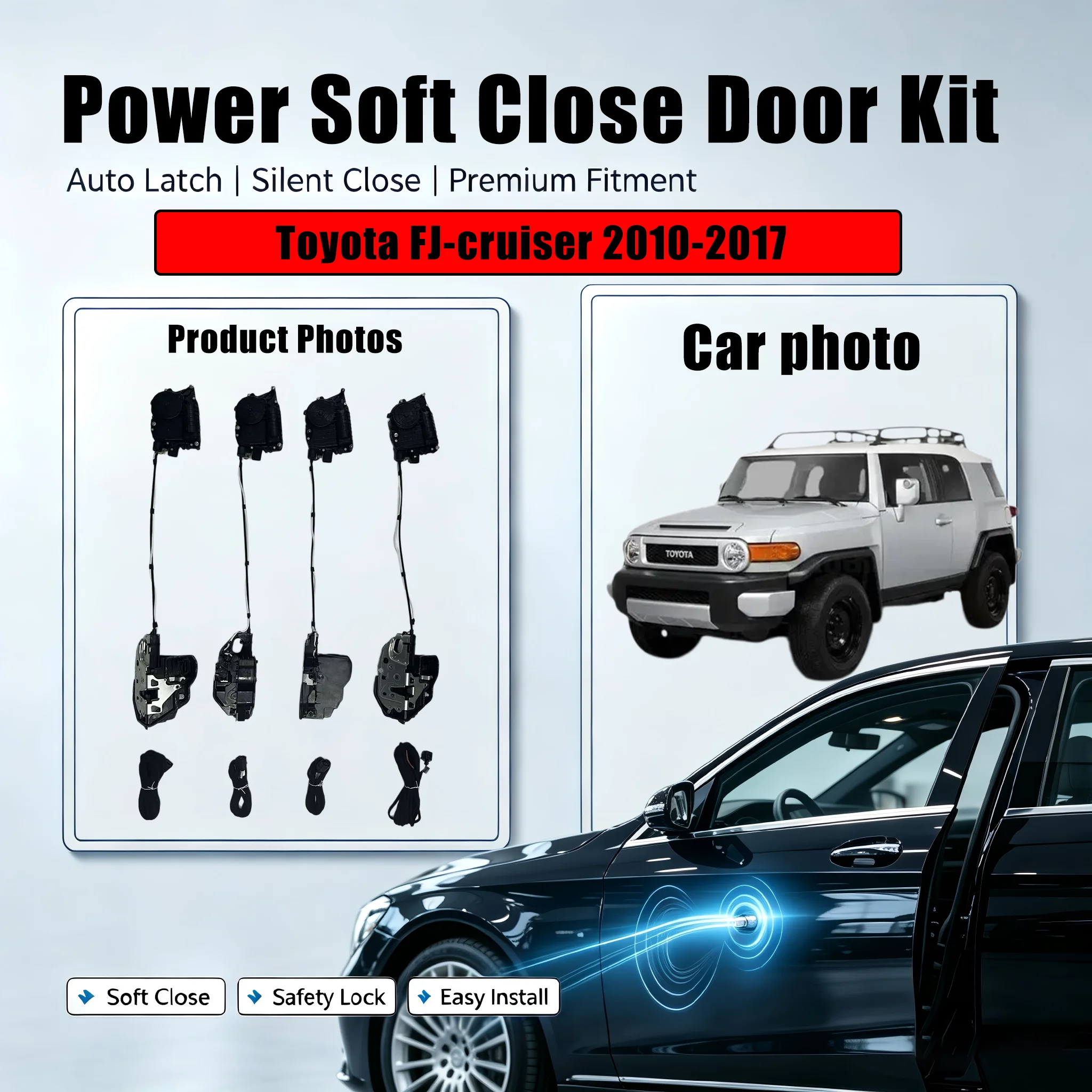 Xcar for Toyota FJ-cruiser 2010-2017，Car OEM Automatic Soft Close Door Electric Suction Kit Auto Power Closing