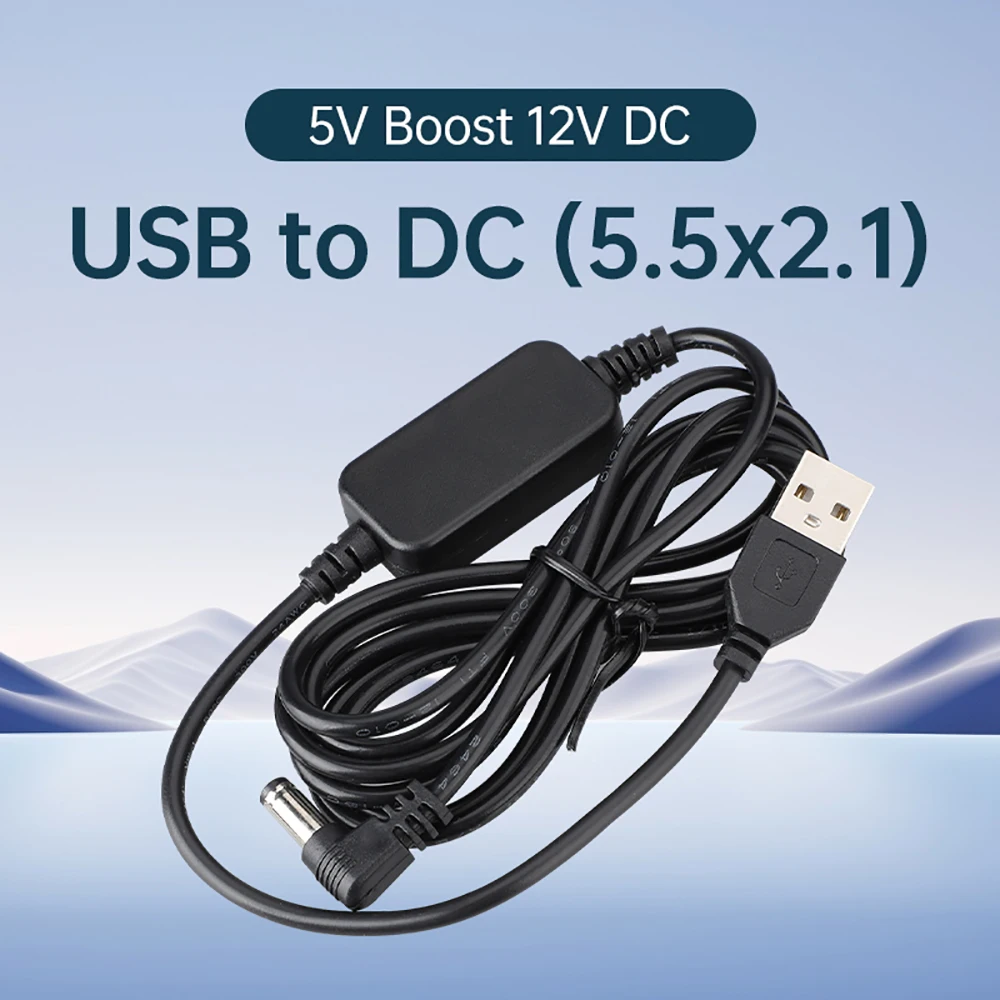 1PCS 5V to 12V Booster Charging Bank Mobile Power Cord USB to DC Port 165CM Car Cable of Car Recorder Wholesale of Power Cords