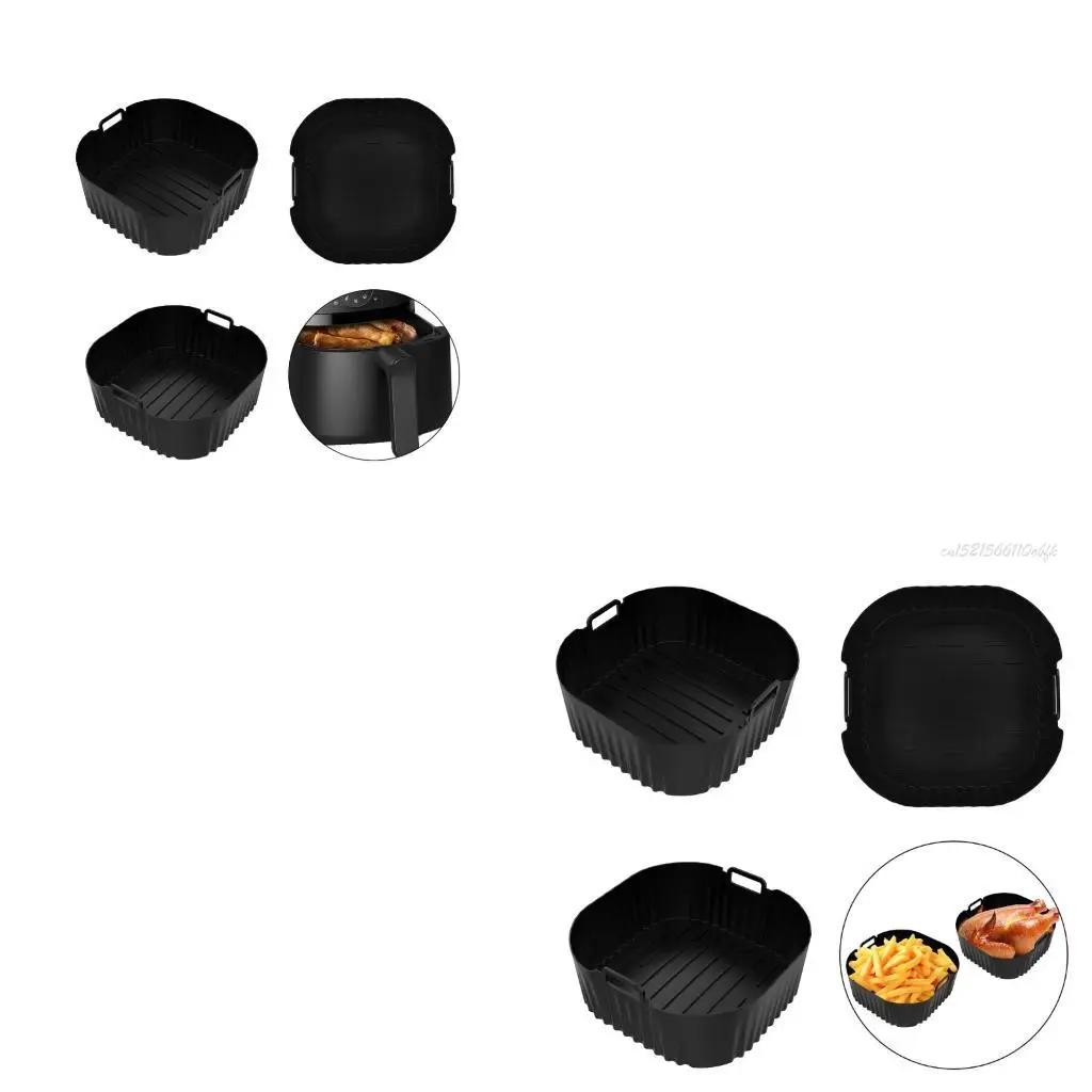 27RB 2PCS Square Cooking Mats Oven Safe Grilling Mats Silicone Texture Air Fryers Bowl Suitable for Kitchen Baking Use