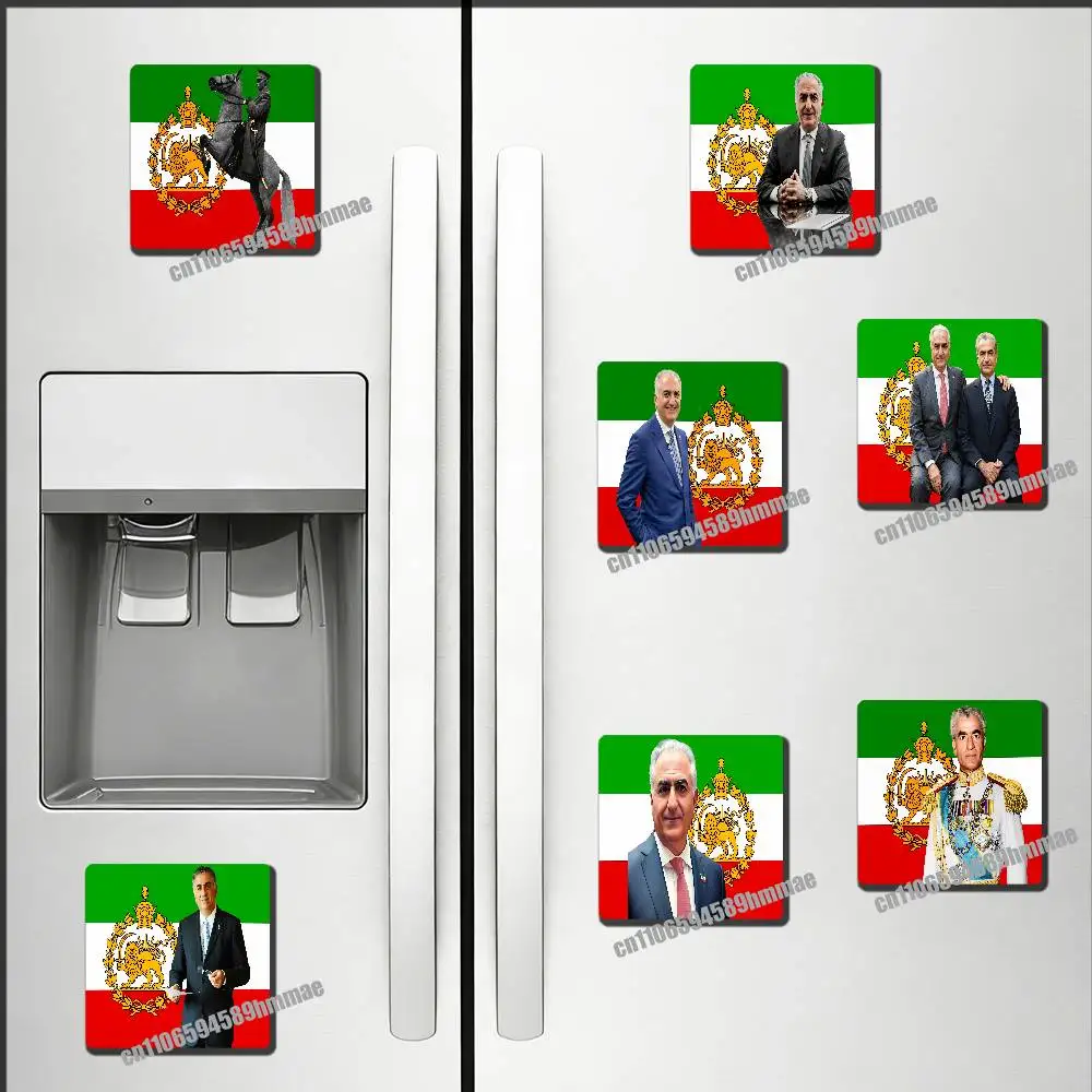 

For Refrigerator Magnets Kitchen Fridge Freezer Metal King Mohammad Reza Shah Pahlavi Iran Iranian Flag Magnetic Card Sticker