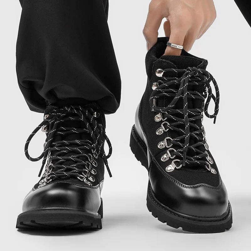 England style men's casual hip hop rock platform boots black designer shoes cowboy spring autumn boot trendy cool ankle botas