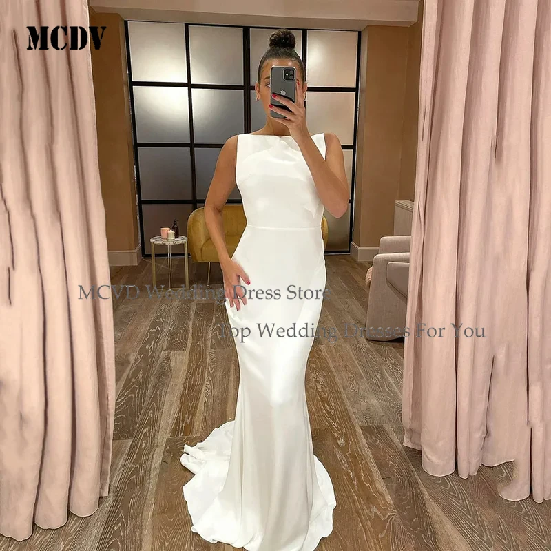 

MCDV Civil Wedding Dresses Simple Sleeveless Mermaid Bridal Gown 2025 Elegant Bride Vestidos De Novias Women Bridal Dresses
