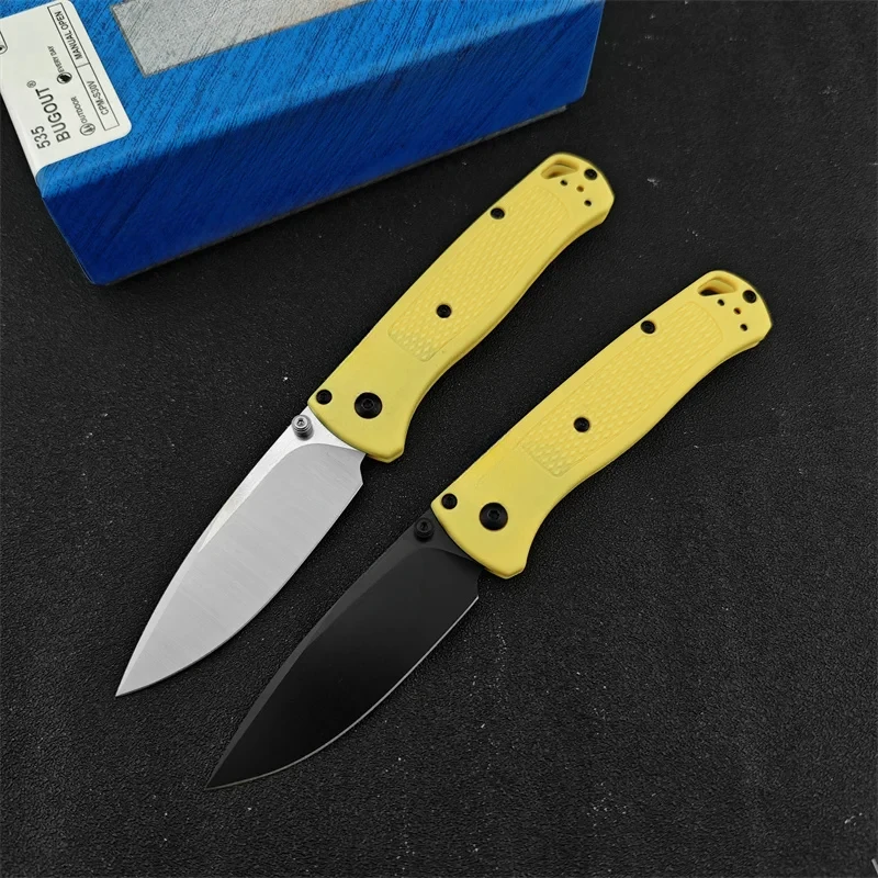 

BM 535 Bugout yellow nylon fiberglass handle folding knife Outdoor camping portable cutting knife fruit knife EDC tool