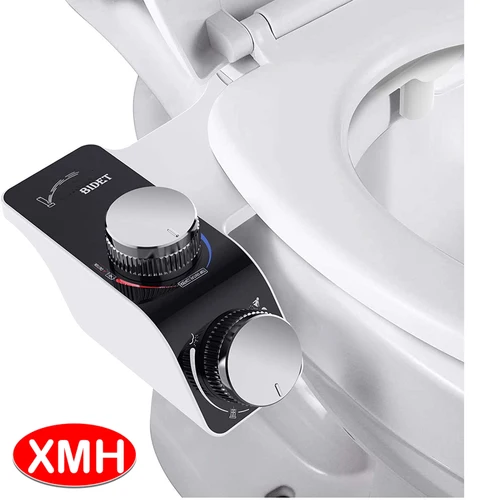 Bidé de agua caliente, frío y caliente, presión de agua ajustable no eléctrica ultrafina, autolimpiante, pulverizador de doble boquilla, accesorio para bidé