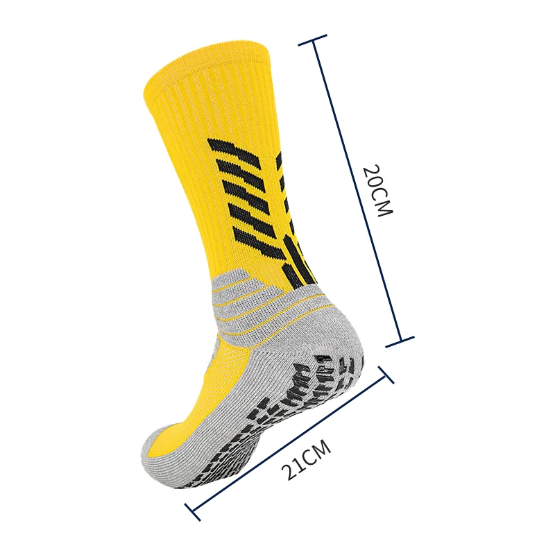 Super Quality Mens Anti Slip Grips Football Soccer Socks Non Skid Thick Cushion Athletic Crew Socks White Black Blue Orange