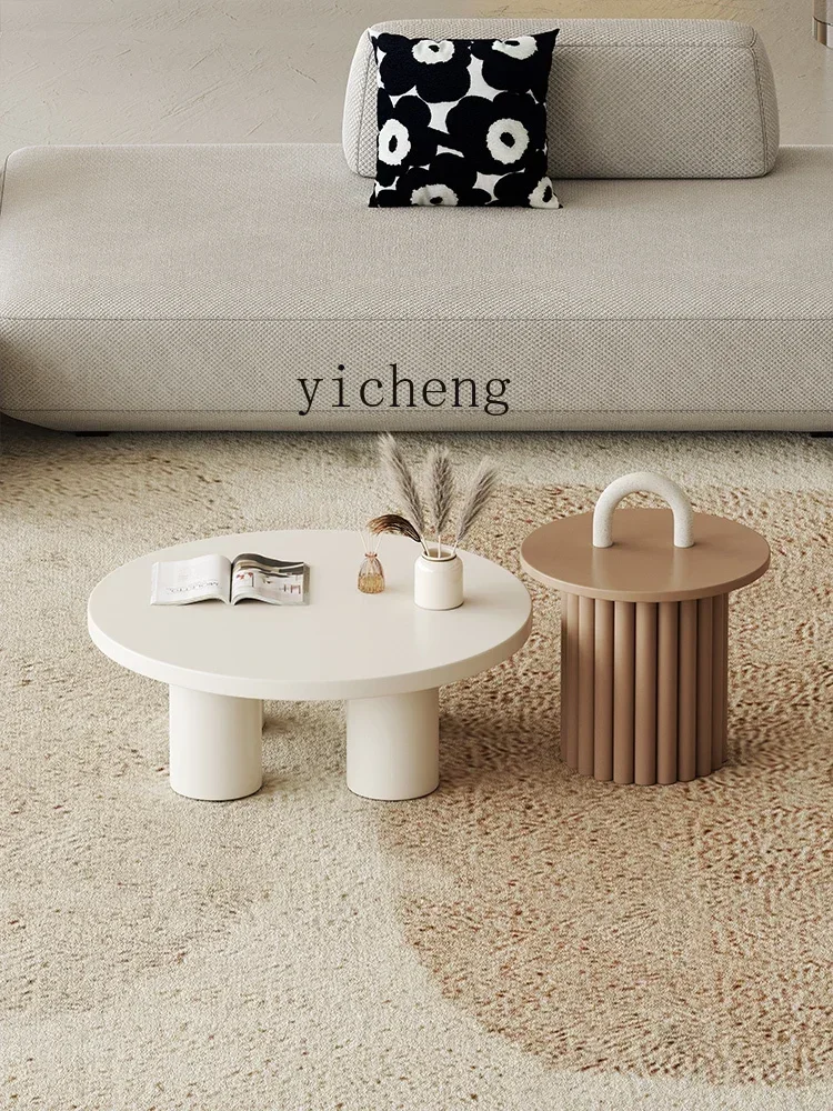 

Living Room Home Small Apartment Light Luxury Modern Simple Coffee Table Cream Style Designer Round Combined Tea Table