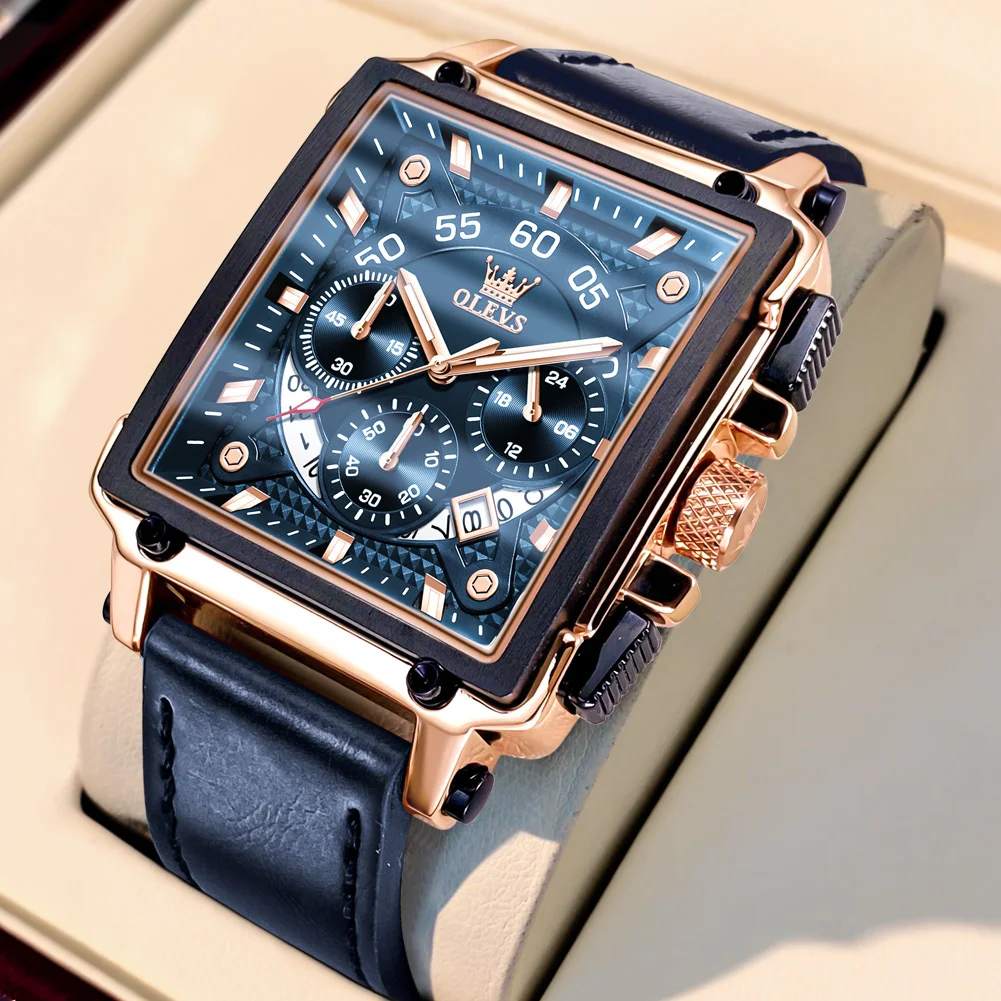 Men's Luxury Quartz Watch, Waterproof Leather Strap