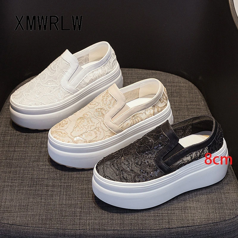 

XMWRLW 2025 г., женские летние лоферы, модные женские туфли на толстой подошве на платформе, женская летняя обувь без шнуровки, лоферы, обувь на резиновой подошве