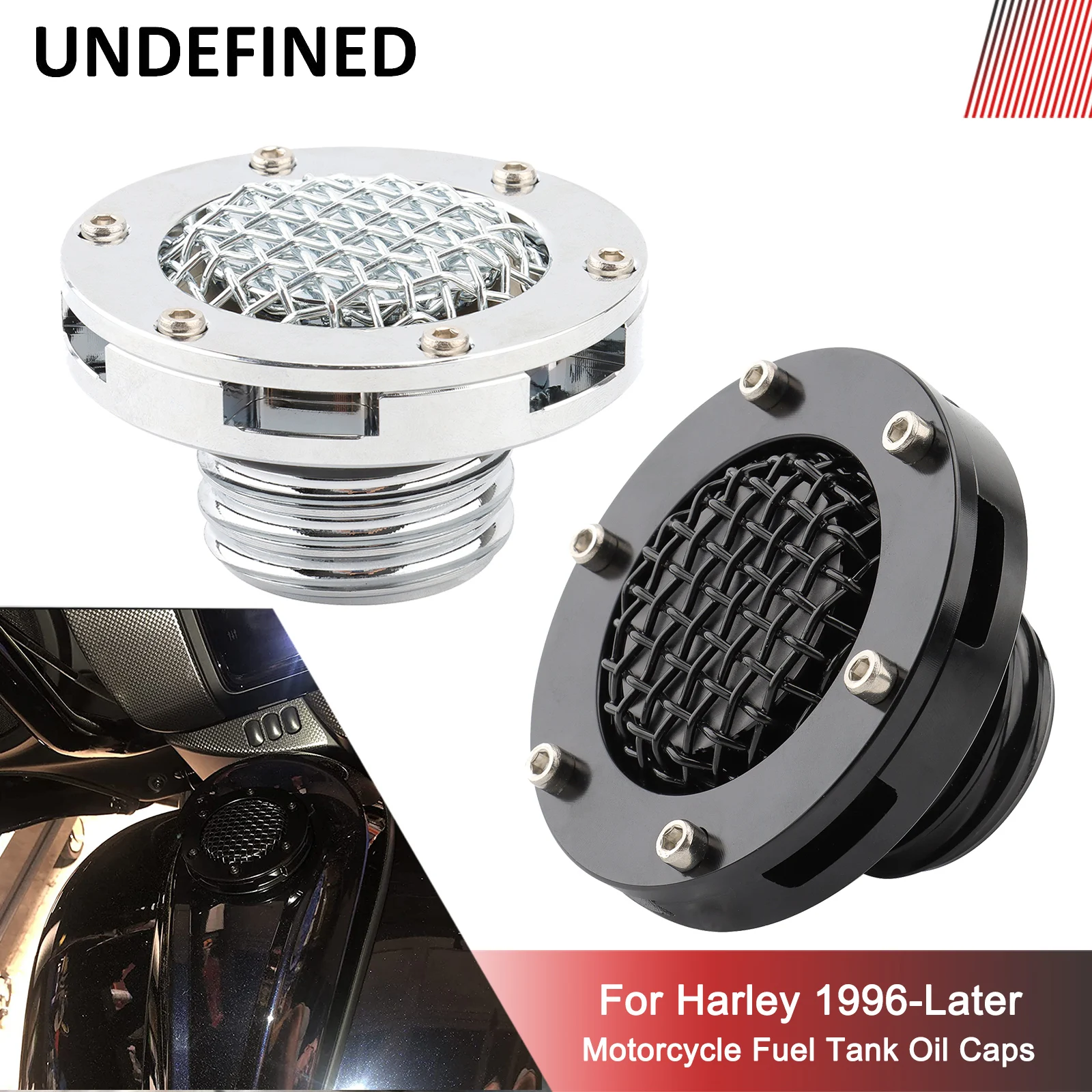 

Motorcycle Fuel Gas Tank Cap Mesh Oil Caps for Harley Sportster XL1200 XL883 48 72 Road King Softail Heritage FLST Dyna FXD