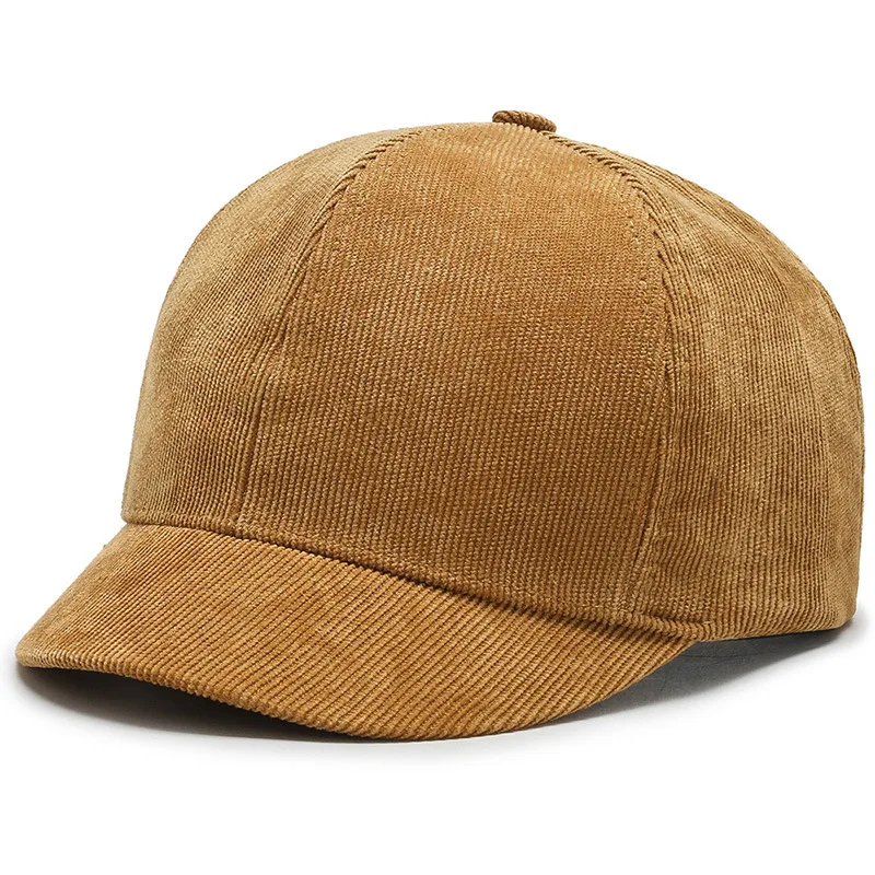 2024 New Corduroy Solid Color Short Brim Baseball Cap Korean Version Women\'s Fashionable and Simple Daily Commuting Sun Hat