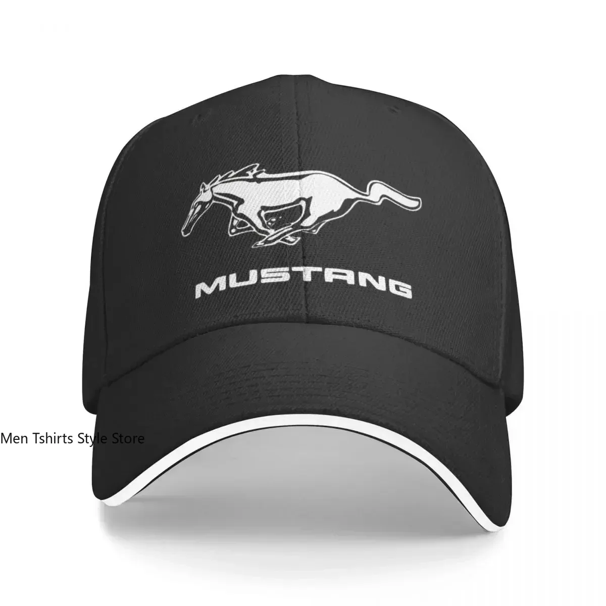 Ford Mustang Logo Baseball Cap Retro White Horse Sandwich Cap Men Women Adjustable Dad Hat Outdoor