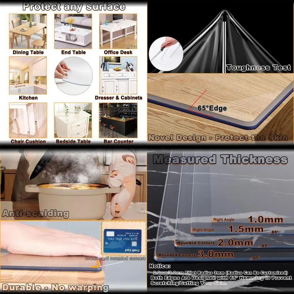 

Thick 2mm Clear Vinyl Tablecloth, 30x75 Inch, Durable and Child-Friendly for Kitchen and Picnic Use