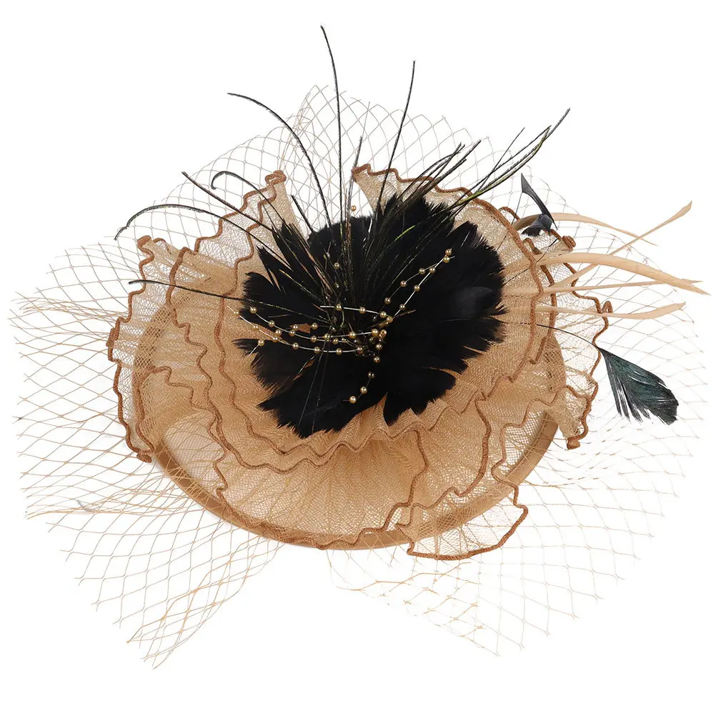 

Fascinator Hat Women Hair Clip Elegant Net Plume Design Lightweight Comfortable Fit for Tea Party Wedding Bridal Banquet