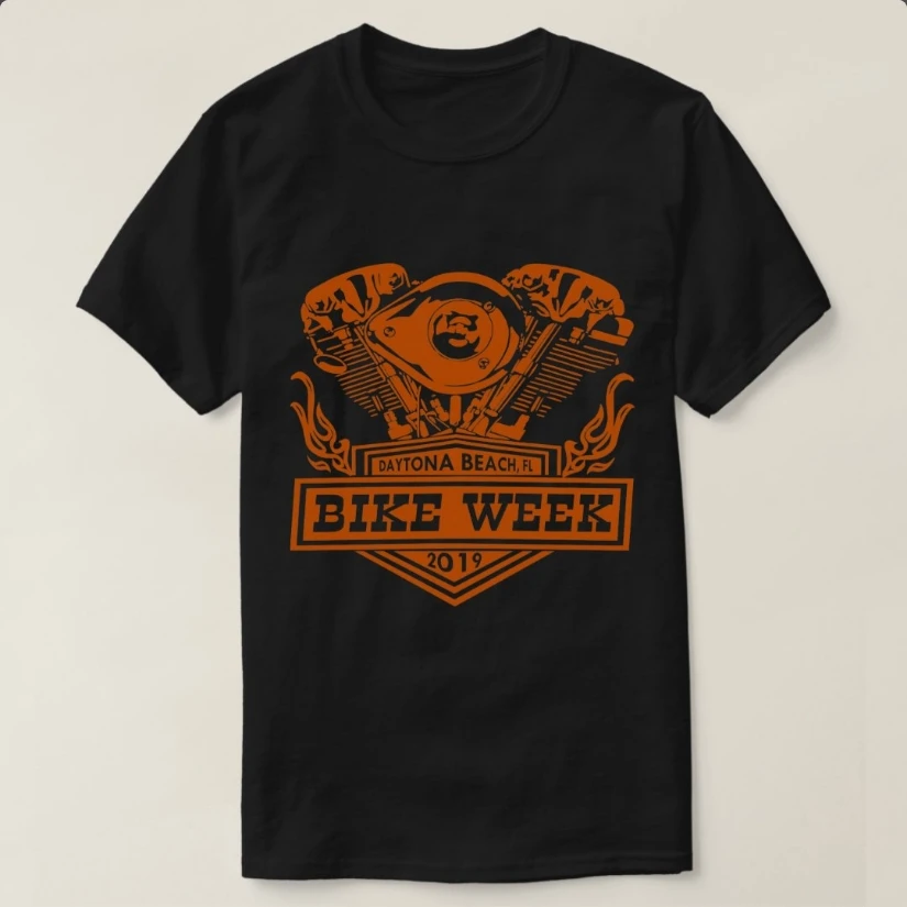 

Daytona Beach Bike Week 2019 V-twin Engine T-Shirt 100% Cotton O-Neck Short Sleeve Summer Casual Mens T-shirt Streetwear