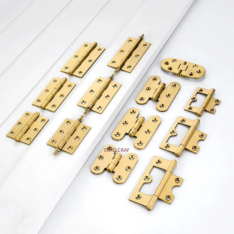 2pc Brass Cabinet Door Hinges 2-inch/2.5-inch/3-inch Wardrobe Door Hinges Window Concealed Hinges Furniture Hardware Accessories