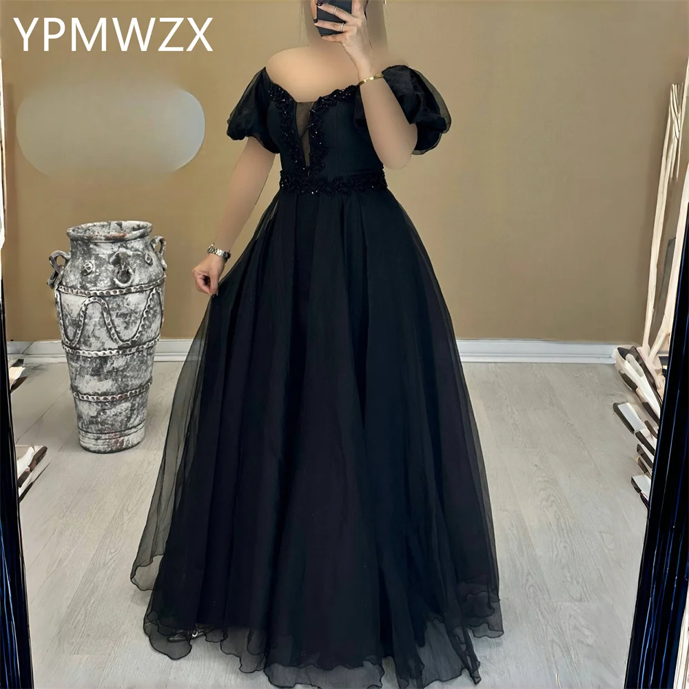 

Customized Prom Gown Evening Formal Dress Women YPMWZX Off-the-shoulder A-line Floor Length Skirts Fold Tulle Bespoke Occasion D