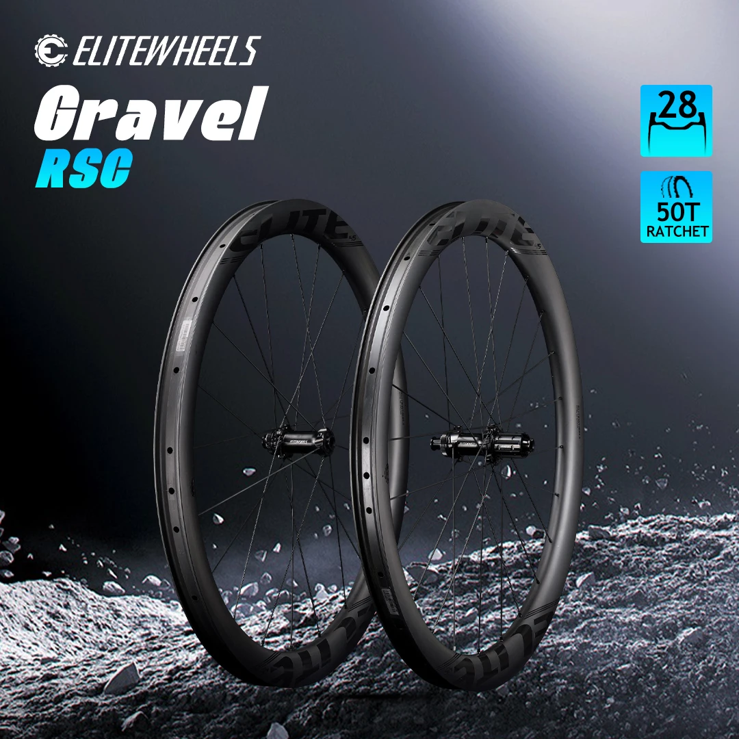 

ELITEWHEELS RSC GRAVEL Carbon Wheelset 700c 28mm Inner Width 50T Ratchet Tubeless Disc Brake Wheels HG XDR