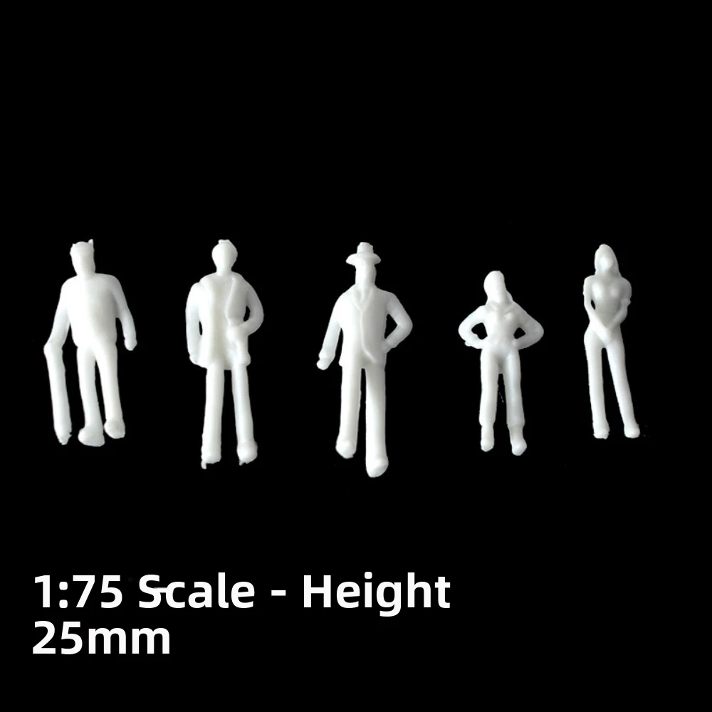 10/100pcs 1:300/1:200/1:100/1:150 Miniature Simulation Figures Model White Color Plastic Passengers Train Scenery