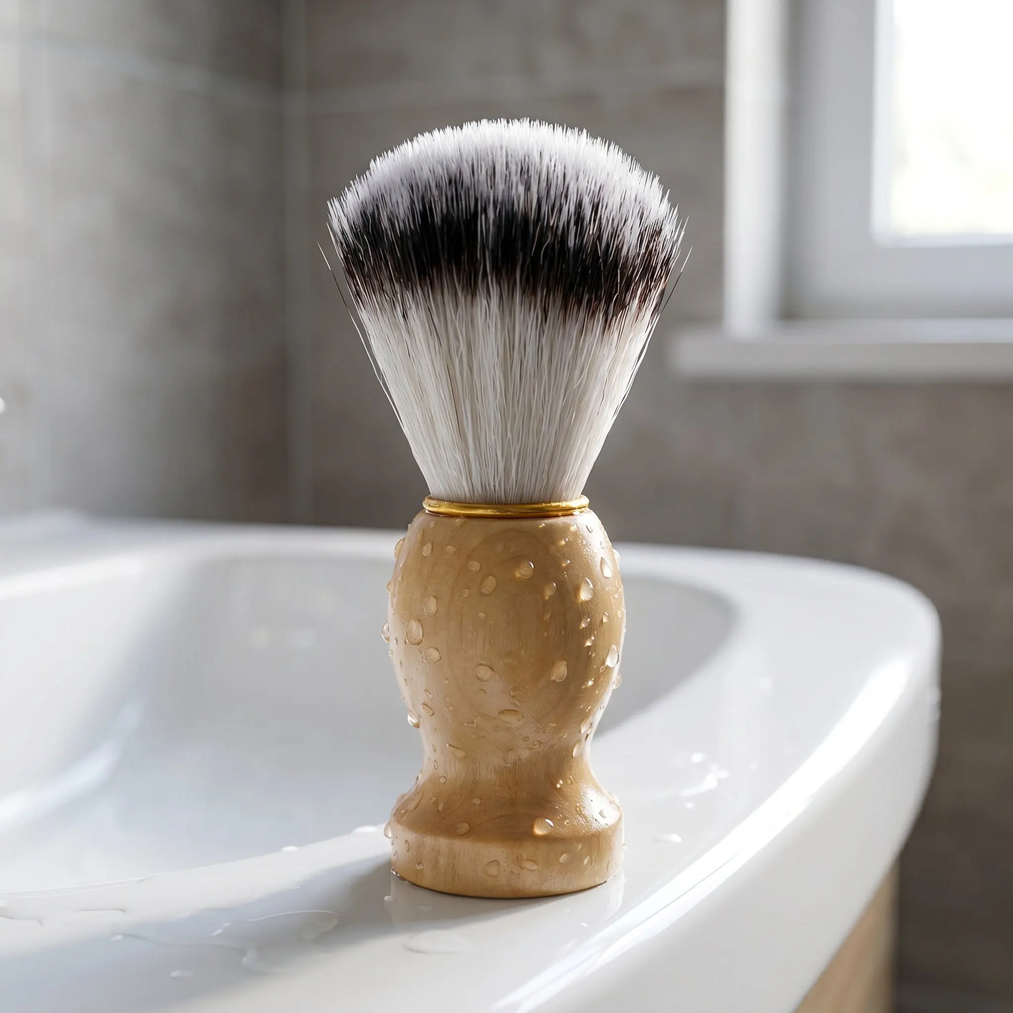 4Pcs Traditional Wet Shaving Brush Soft Nylon Bristle Handle Beard Scrubber for Gentle Foam Rich Lather Grooming