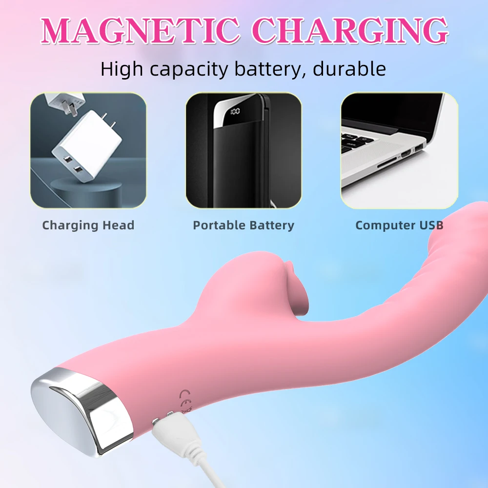 2 In 1 Licking Machine Clitoris Stimulator Vibrator For Women G-Spot Powerful Vibro Dildo Wand Female Clit Sucker Adult Sex Toys view 5