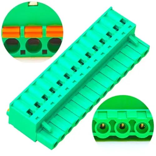 

5.0mm Phoenix Connector Orange Spring 14 Pin Green PCB Spring Terminal Block Connector, Pluggable Spring Wire Connection 1Pcs