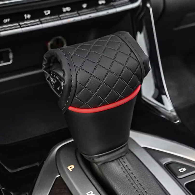 1PC PU Leather Car Gear Shift Cover Shift Lever Gearbox Shifter Knob Protector Automobile Interior Accessory