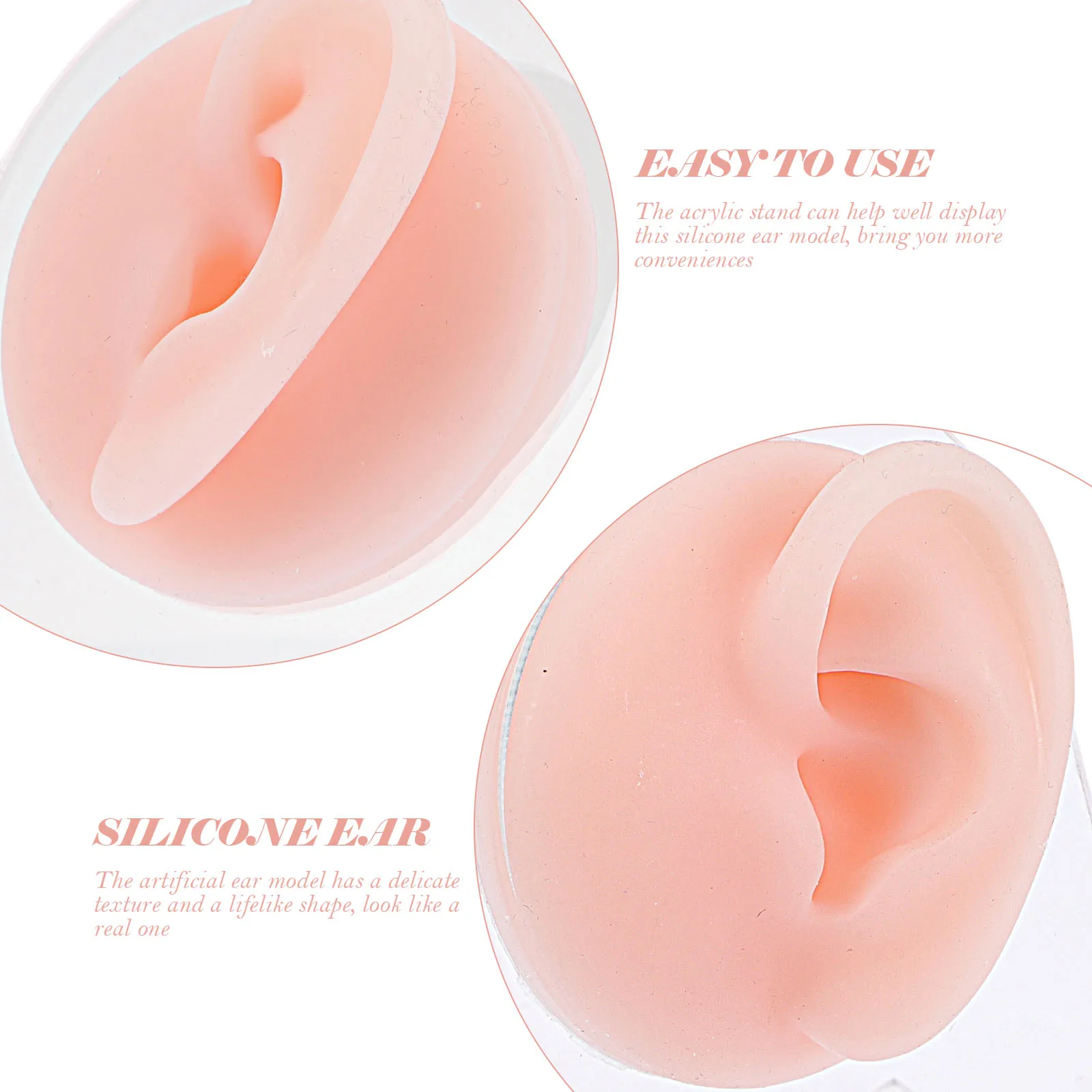 

Silicone Ear Model Piercing Mold Acrylic St Display Practice Tool for Earrings Studs Hooks Jewelry Holder Ear Cleaning Accessory