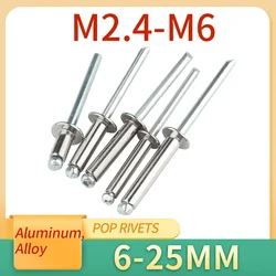 10/30/50Pcs Pop Rivets Aluminium M2.4 M3.2 M4 M4.8 M5 M6 Dome Head Blind Rivets Steel Shank Mandrel Exhaust Rivets Pull Nail