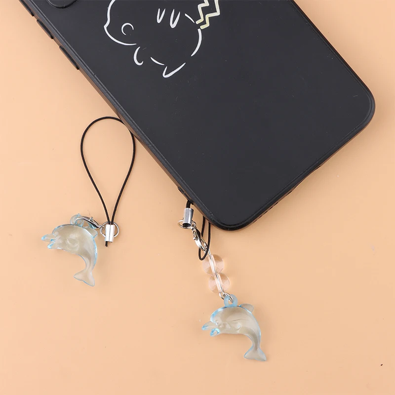 1pcs Cute Dolphin Phone Lanyard Y2K Style Simple Ocean Animal Mobile Phone Chain Cell Phone Charm Keycord Accessories