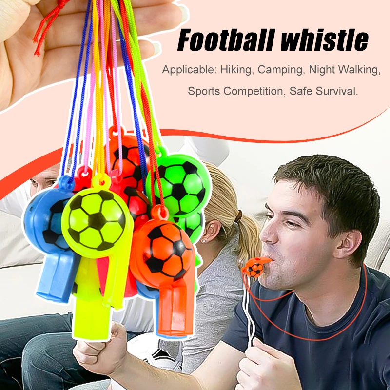 10pcs Soccer Whistle With Rope Randomly Color Referee Whistle Kid's Football Game Supplies Girl Boys' Favorite Toy Birthday Gift