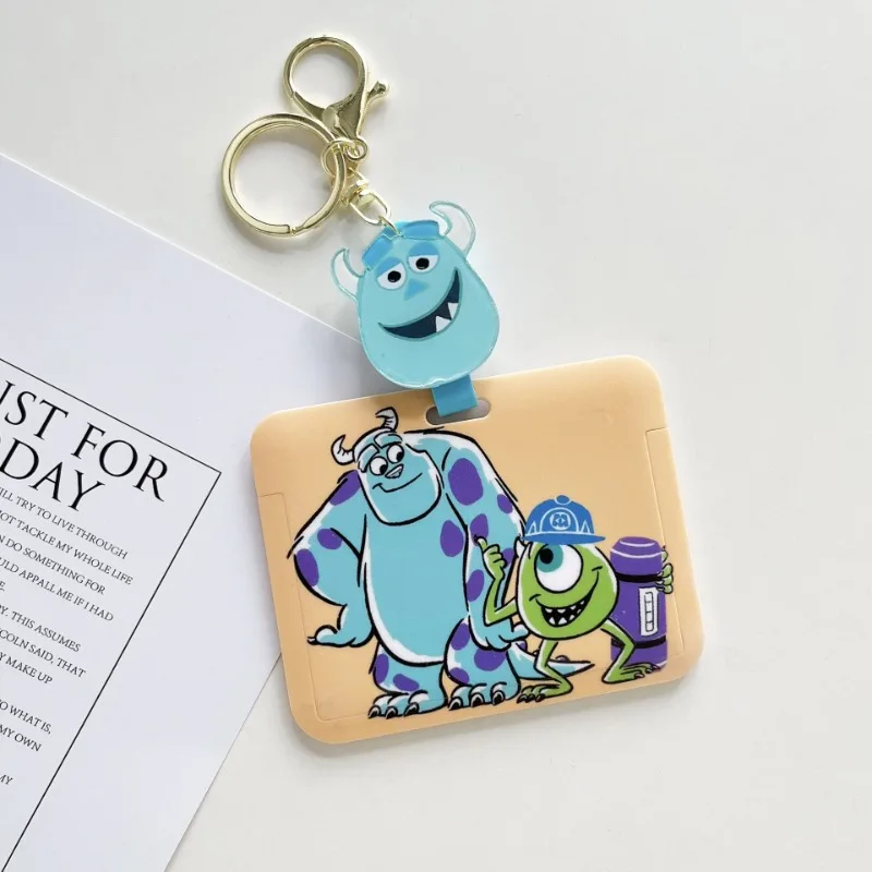 Hot Disney Cartoon Monsters Inc Keychain Cute Dumbo Mr.Q Key Chain Student ID Bus Card Protector Backpack Pendant Birthday Gift