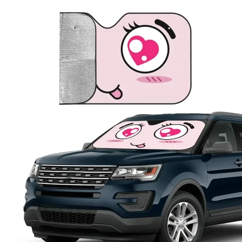 مظلة شمسية مخصصة للزجاج الأمامي للسيارة مطبوعة بالكامل |   عزل الحرارة للحماية من الأشعة فوق البنفسجية |   بوليستر + رقائق الفقاعات - مقاسين مع أكواب شفط