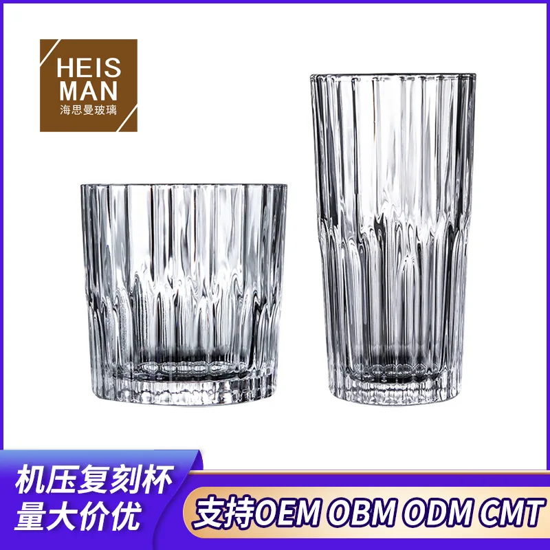 Withered Customized machine pressed glass cup with replicated patterns, coffee cup, household heat-resistant water cup, juice co