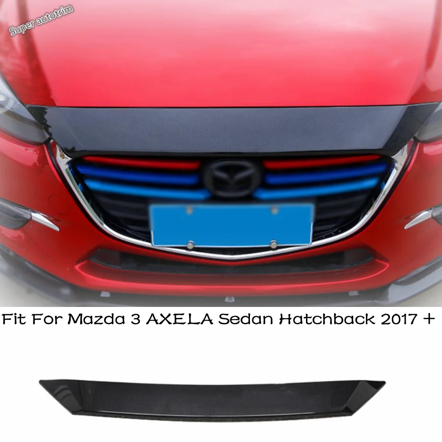 

Lapetus Front Up Grid Grill Grille Cover Trim 1PCS For Mazda 3 AXELA Sedan Hatchback 2017 2018 Carbon Fiber Accessories Exterior