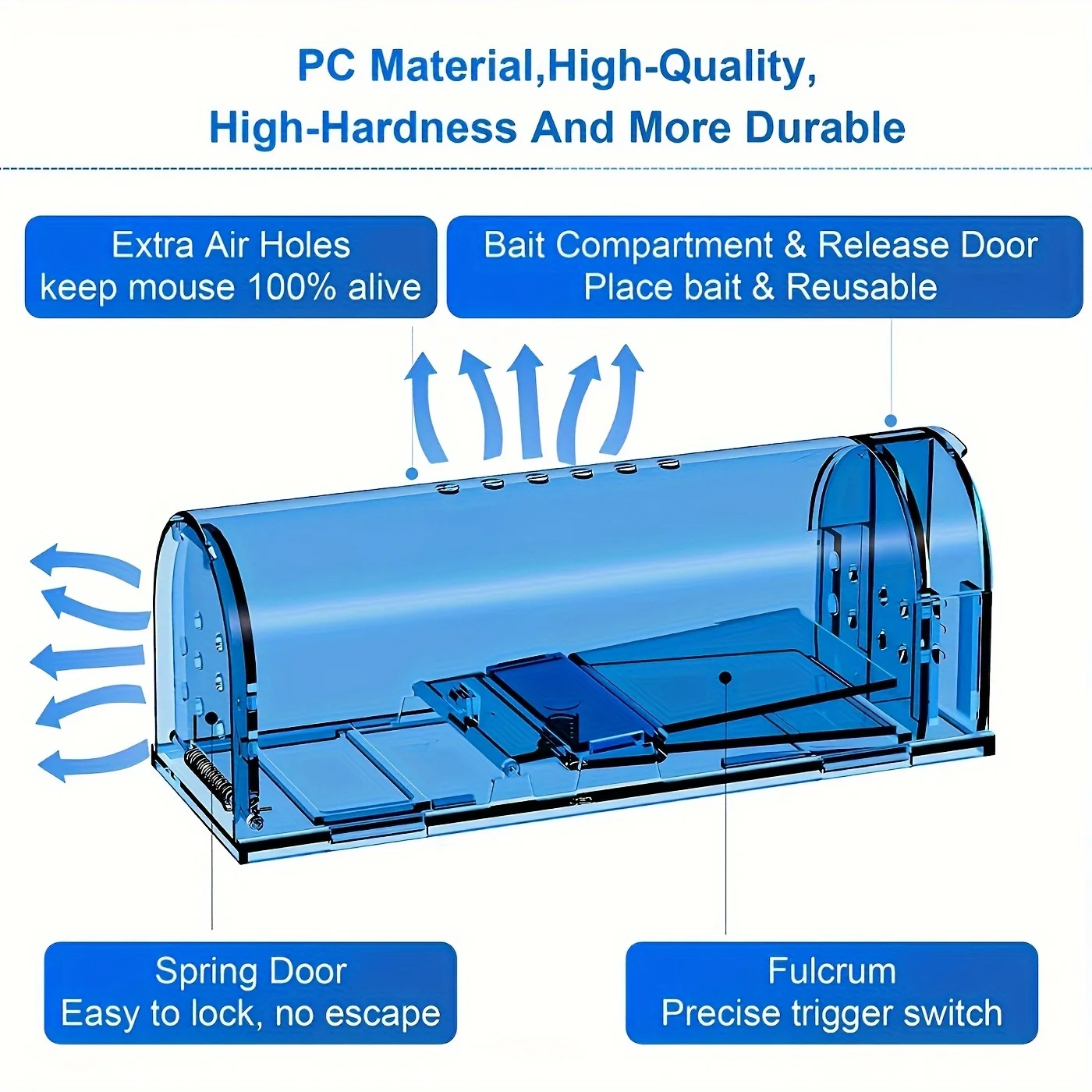 1pc Safe & Humane Mouse Trap - Effortless Setup, Swift Capture, Reusable - Ideal for Families,Mice Rodent Catcher Rat Trap