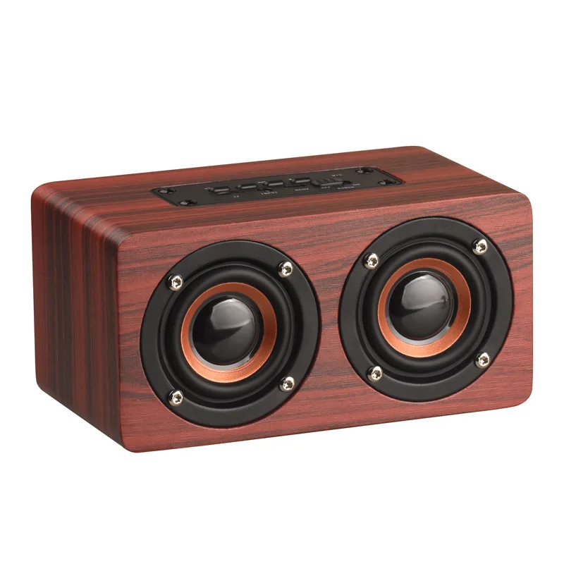 Portable Wooden Bluetooth Speaker HIFI Stereo Sound Handcrafted Retro Wireless Loudspeaker With MIC TF AUX Play Computer Column