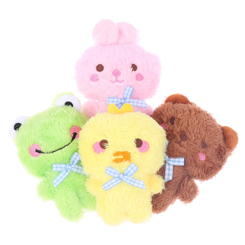 Cute Cartoon Mini 4 Animal Little Bear Rabbit Frog Chicken Stuffed Plush Toy Plush Animal Keychain Pendant Decorate