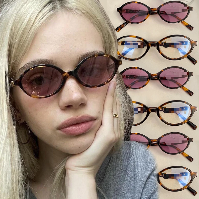 

Retro Leopard Plain Sunglasses Women Oval Frame Eyeglass Computer Reading Eyewears Vintage Brand Anti Blue Light Goggles