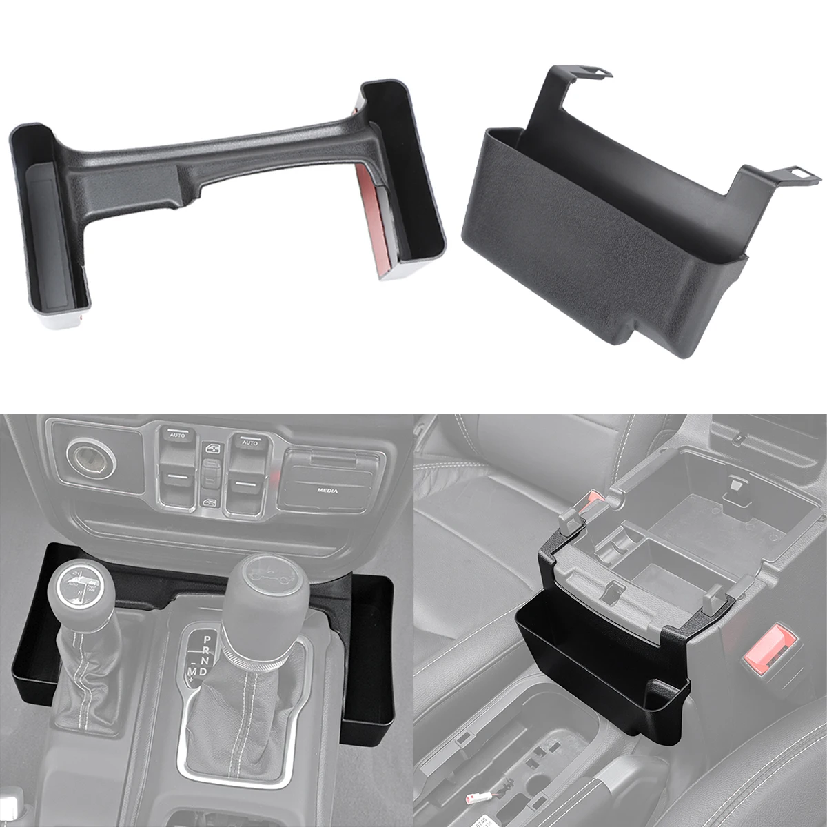 Gear Shift Storage Box Tray Armrest Hanging Organizer for Jeep Wrangler JL Gladiator JT 2018-2026 4-Doors Interior Accessories