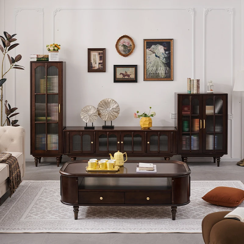 Mesa de centro ligera de lujo de madera maciza pura.