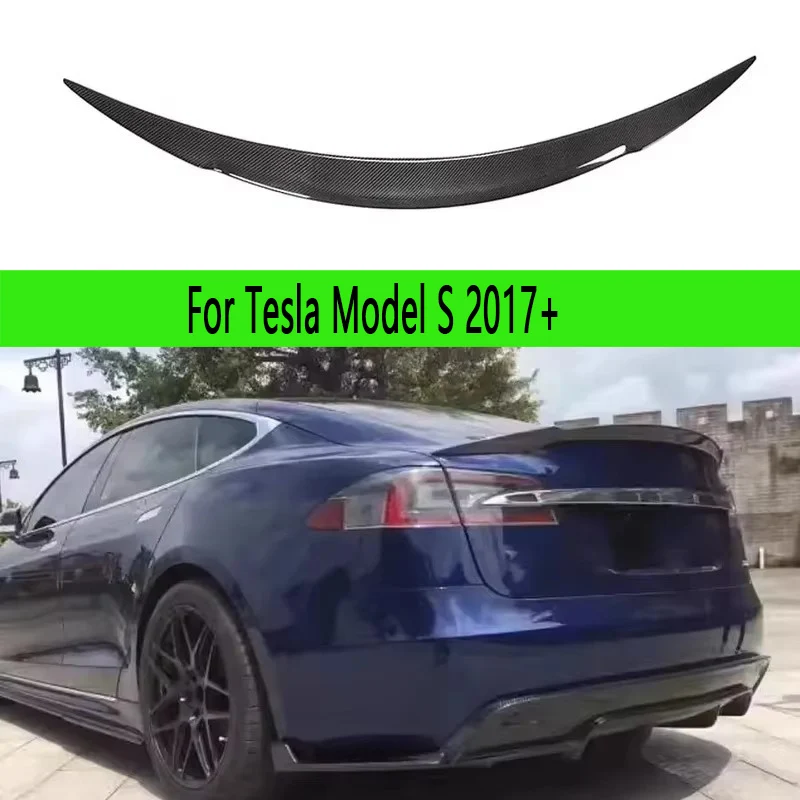 

For Tesla Model S 2017+ V style Carbon Fiber Tail fins Rear Trunk Spoiler Guide Wing Rear Wing Diverter Body Kit