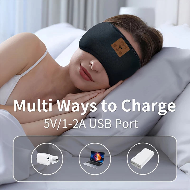 Music Bluetooth Eye Mask for Plane Train Travel Sleeping Patch Wireless Bluetooth Headset Sleep Mask Wireless Earphones