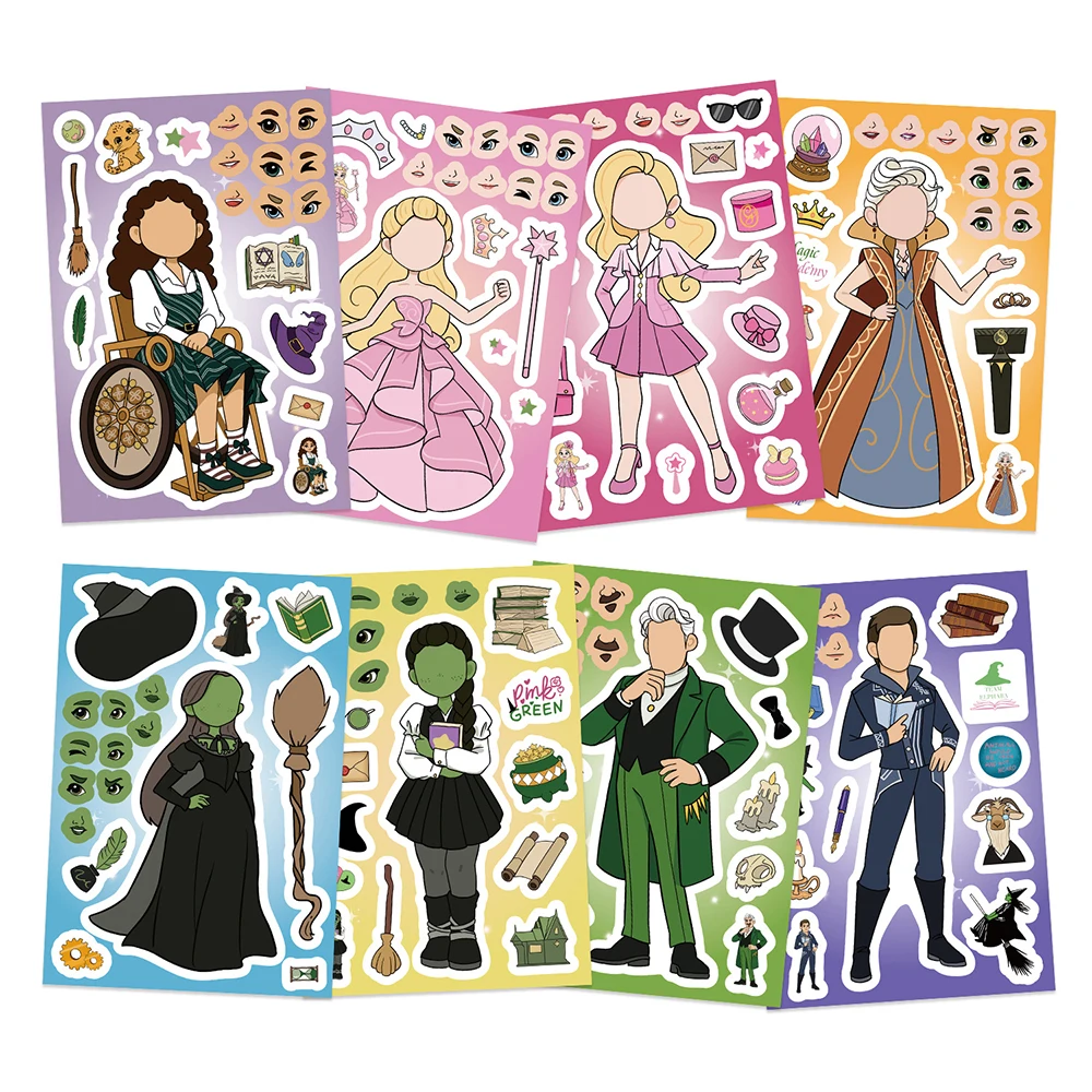 8/16 枚映画邪悪な顔を作るパズルステッカー子供 DIY ゲーム子供ジグソー教育おもちゃ