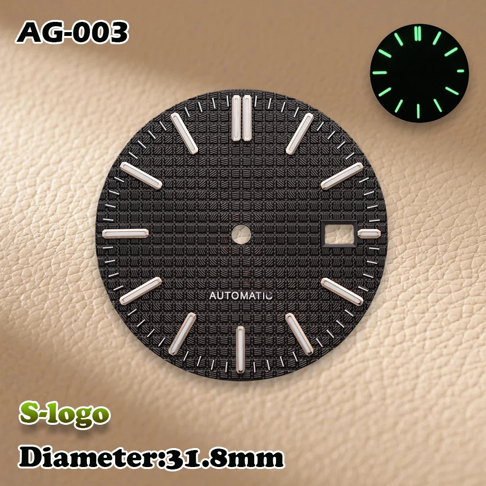 S Logo 31.8mm Royal Oak Wijzerplaat NH36/NH35 bewegingen Groen Lichtgevende Hoge Kwaliteit Horloges voor mannen Horloge Modificatie accessoires
