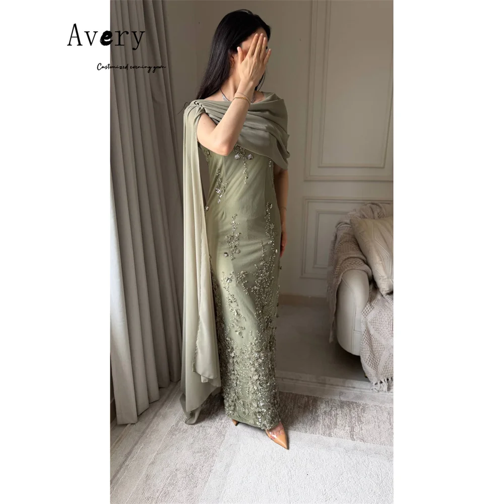 Avery Custom Green Lace Fishtail 3D Flowers Evening Dresses Woman Elegant and Formal Women's Dresses for Luxury Party Gala Dress