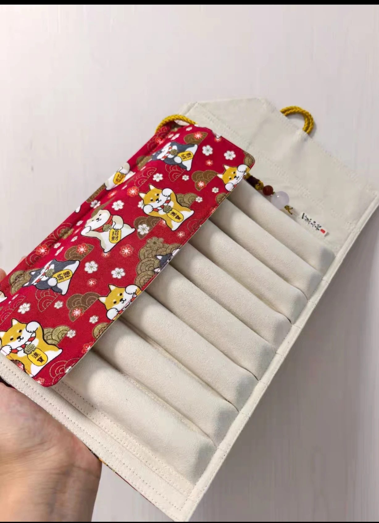 Retro Chinese Style Fountain Pens Set 5-hole 8-hole Pen Pouch Pen Roll Pen Bag Pen Case red cartoon cotton fabric